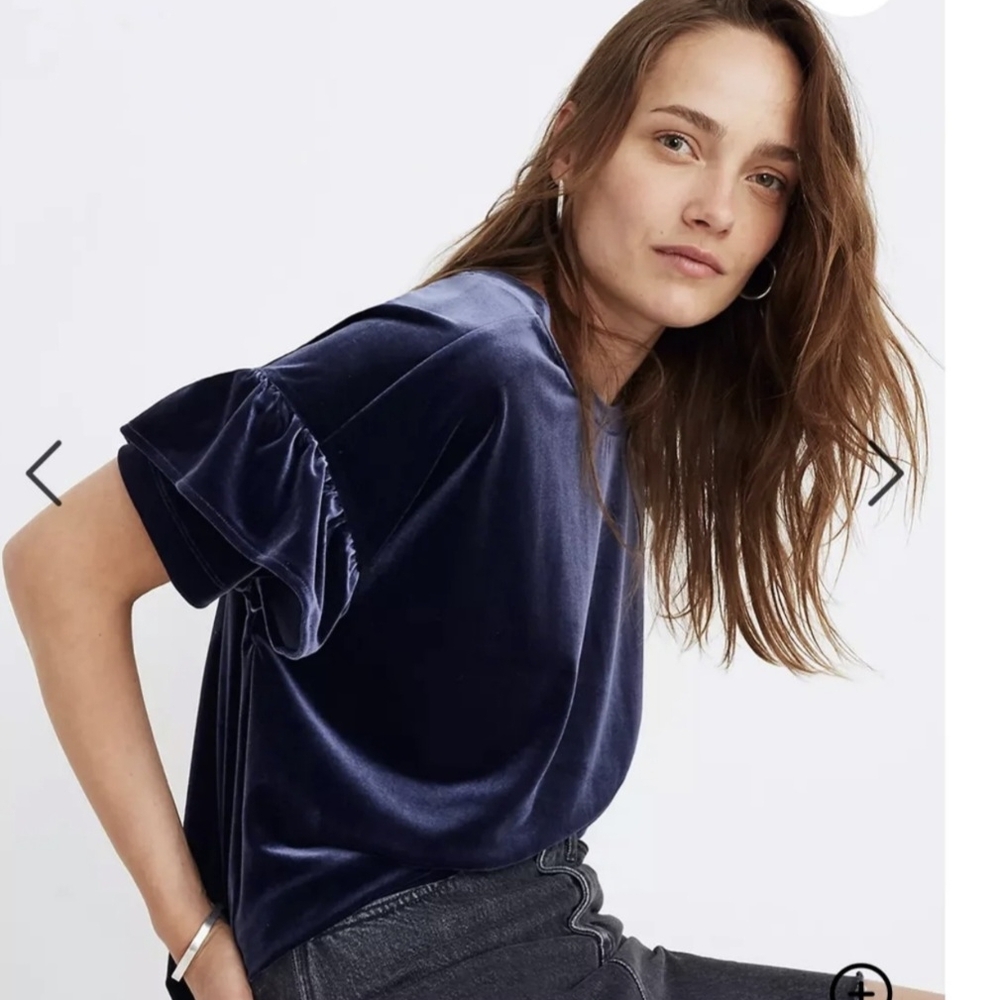Madewell Boxy Blue Puff Sleeve Tee